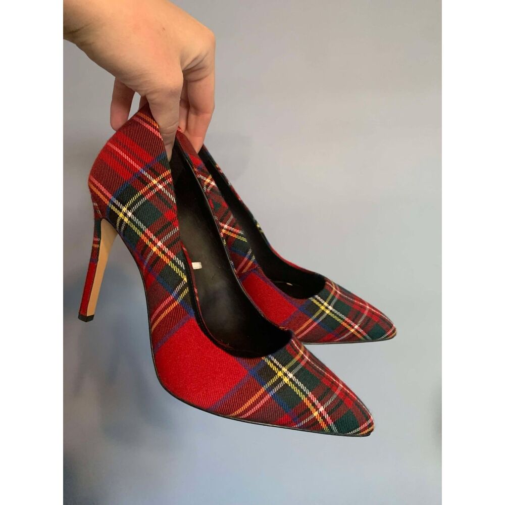 Plaid Red High Heels